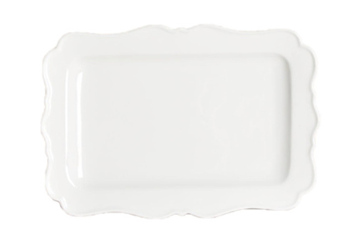 Rektangulär tallrik vågiga kanter, 24 st - stl 25,5 x 17,5 x 2 cm, krämvit
