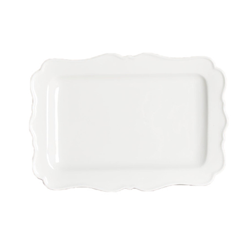 1578085-1 Rectangular plate wavy edges, 24 pcs - size 25,5 x 17,5 x 2 cm, cream white