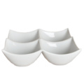 1578088-1 Fyrkantig tallrik stor fyra skålar, 24 st - stl 19 x 19 x 5 cm, vit