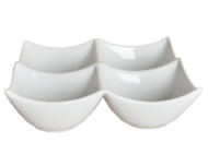 1578088 Fyrkantig tallrik stor fyra skålar, 24 st - stl 19 x 19 x 5 cm, vit