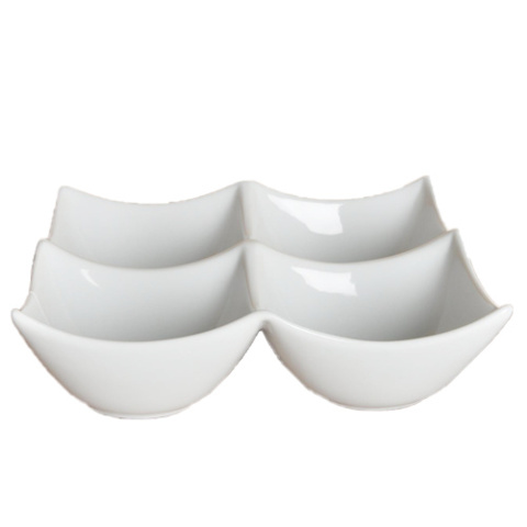 1578088-1 Fyrkantig tallrik stor fyra skålar, 24 st - stl 19 x 19 x 5 cm, vit