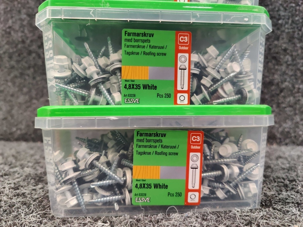 1575936-2 1000 pcs Farmer's Screws 4.8x35mm White, Essve