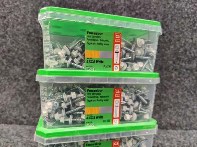1575936-3 1000 st Farmarskruv 4.8x35mm Vit, Essve