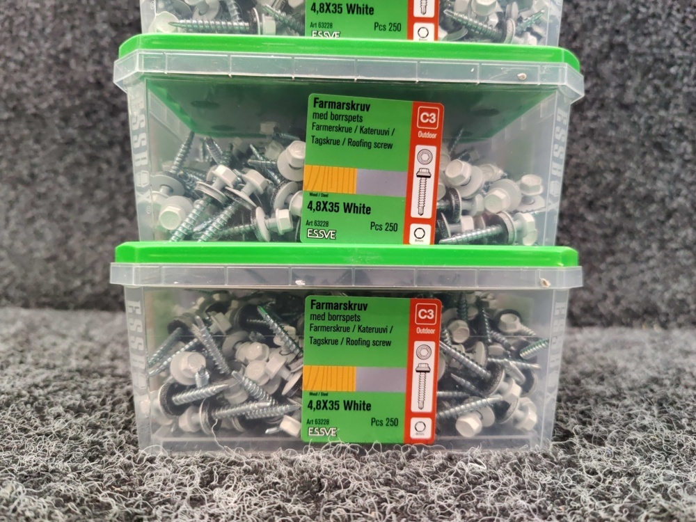 1575937-3 1000 pcs Farmer's Screws 4.8x35mm White, Essve