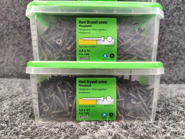 1575945-2 3800 pcs Hard gypsum screw 3.9x45 & 3.9x31mm, Essve