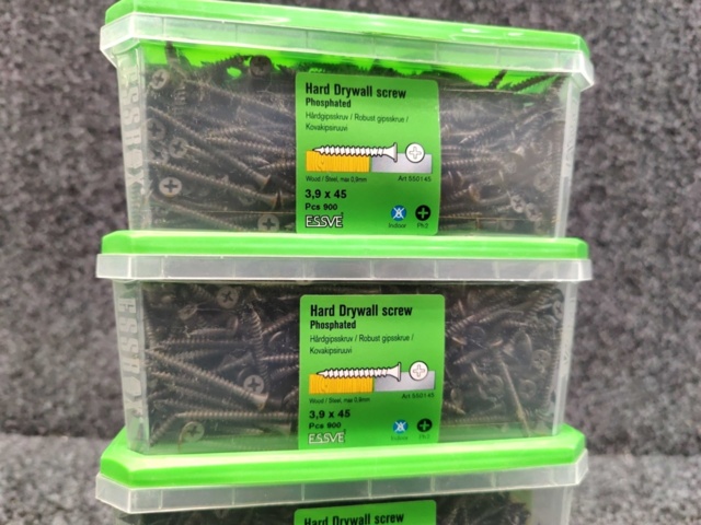1575945-3 3800 pcs Hard gypsum screw 3.9x45 & 3.9x31mm, Essve