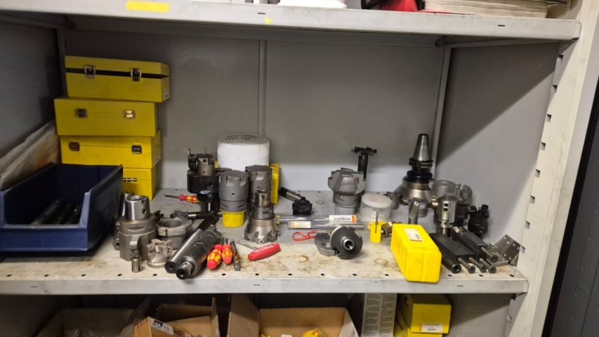 1571396-5 Sheet metal cabinet containing various drill and milling tools