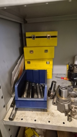 1571396-6 Sheet metal cabinet containing various drill and milling tools
