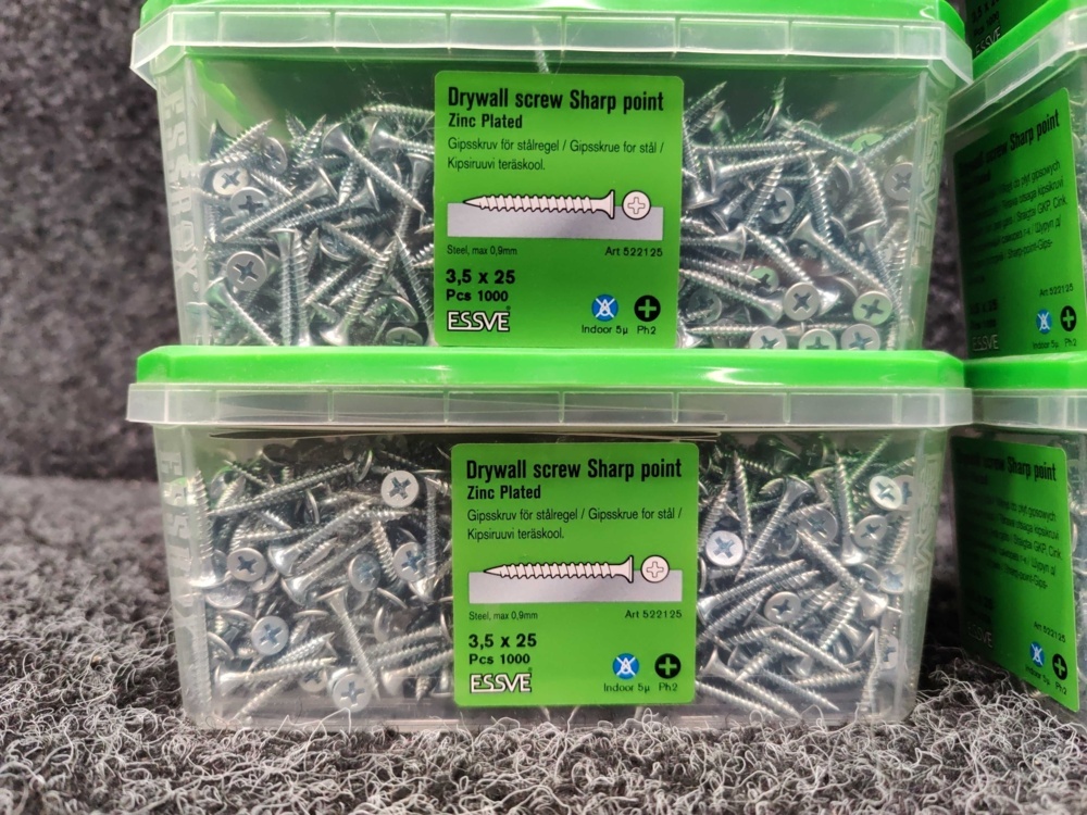 1575947-2 5600 st Gipsskruv för stålregel 4.2x75 & 3.5x25mm, Essve