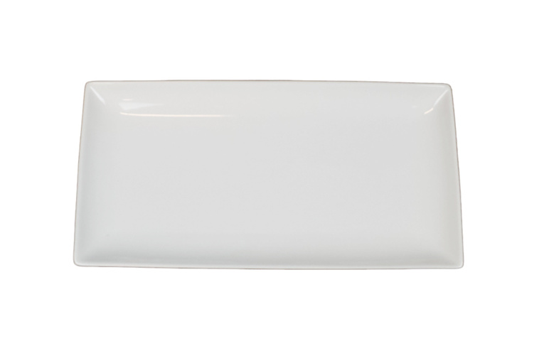 Stor rektangulär tallrik mjukformad kant, 12 st - stl 40,5 x 20,5 x 2,5 cm, vit på auktion i Skåne, Helsingborg hos PS Auction