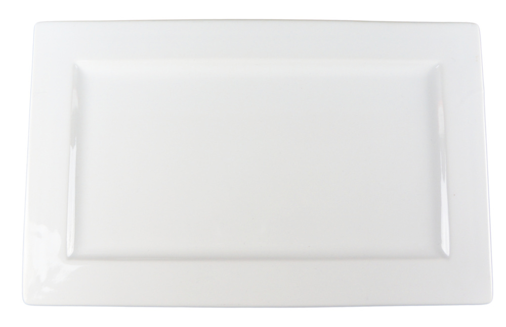 1578223-1 Rektangulär tallrik upphöjd platt kant, 16 st - stl 35,5 x 22 x 1 cm