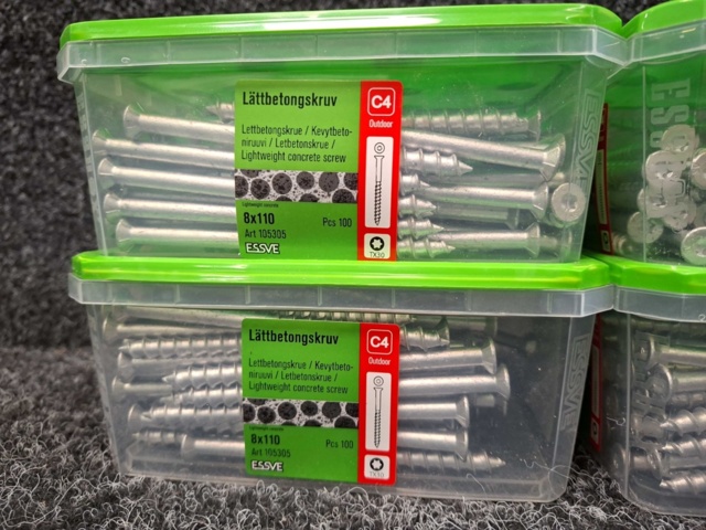 1575979-2 400 st Lättbetongskruv 8x90 & 8x110mm, Essve