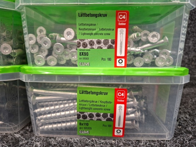 1575979-3 400 st Lättbetongskruv 8x90 & 8x110mm, Essve