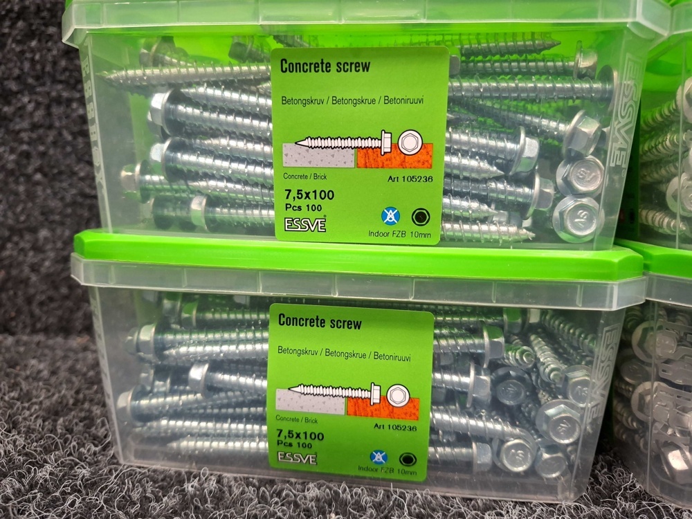 1575981-2 400st Betongskruv 7.5x100 & 7.5x80mm, Essve