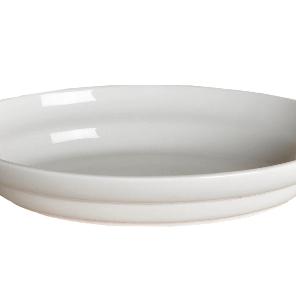 1578253-1 Stor oval skål rundad kant, 16 st - stl 30 x 20 x 6 cm, vit