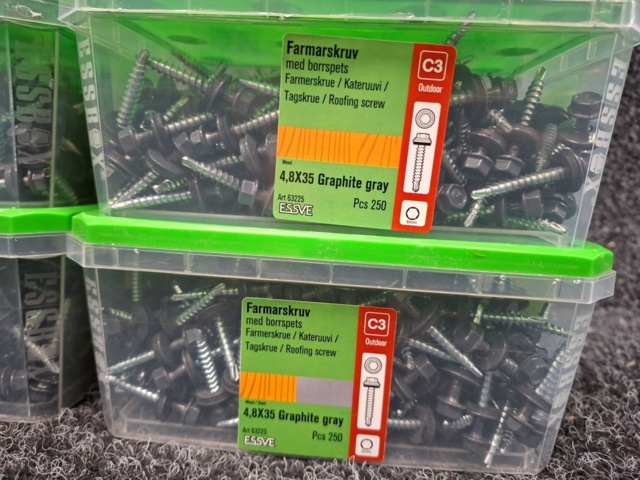 1576006-3 1000 st Farmarskruv 4.8x35mm Grafitgrå, Essve