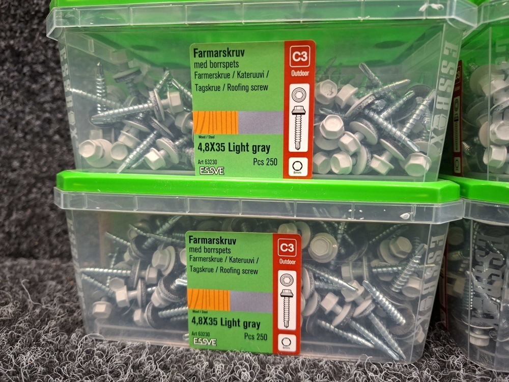 1576007-2 1000 pcs Farmer's Screws 4.8x35mm Light Grey, Essve