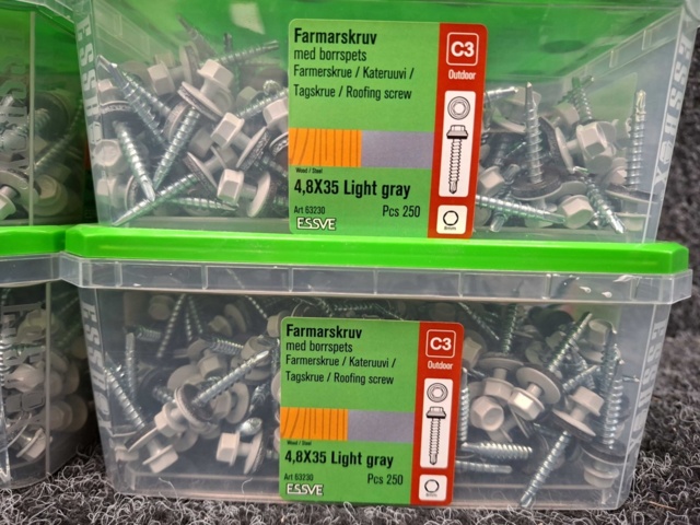 1576007-3 1000 st Farmarskruv 4.8x35mm Ljusgrå, Essve