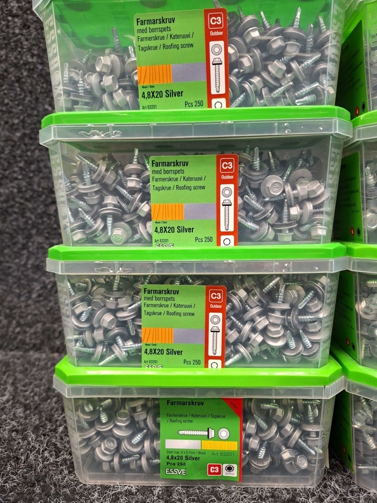 1576018-2 2000 pc Farmar screw 4.8x20mm, Essve