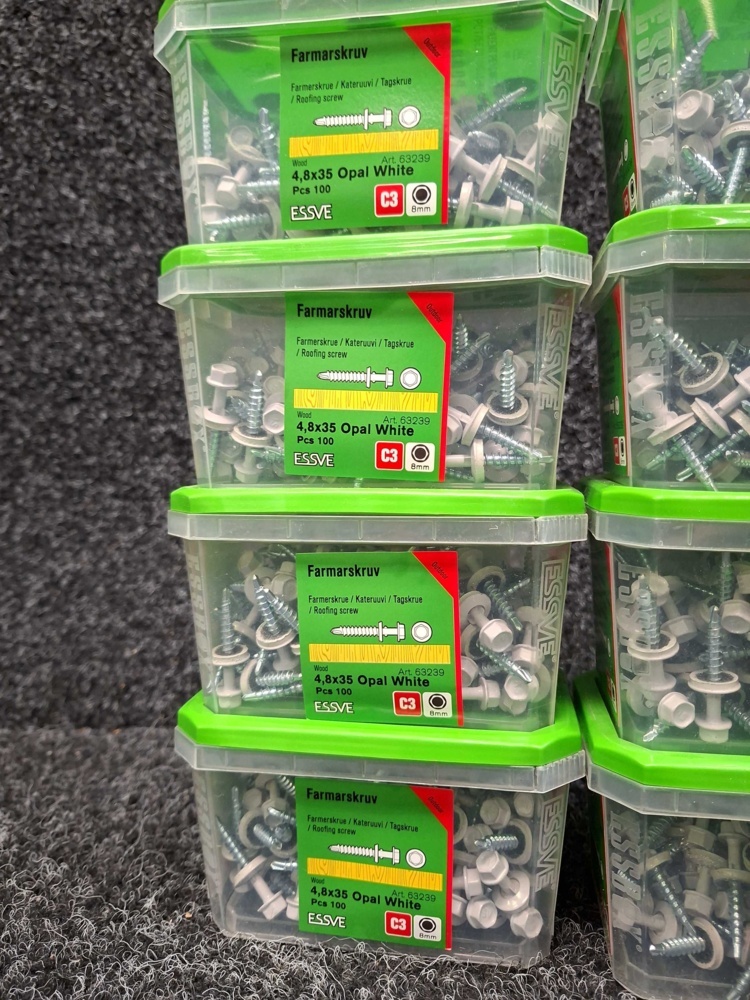 1576021-2 1200 pcs Farmer's Screw 4.8x35 Opal White, Essve
