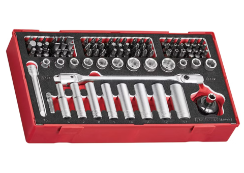 Socket Wrench Set - Teng Tools, TEA487, 1/4 inch