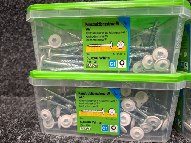1576030-2 400 st Konstruktionsskruv-W 6.0x80 & 6.0x60mm Vit, Essve