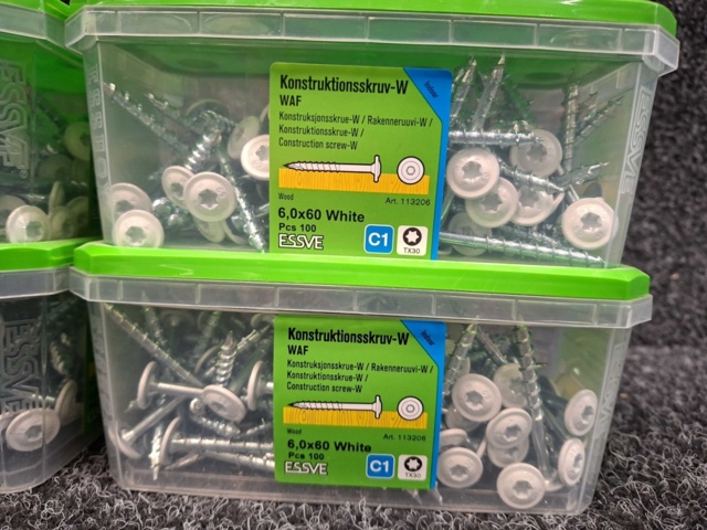 1576030-3 400 st Konstruktionsskruv-W 6.0x80 & 6.0x60mm Vit, Essve