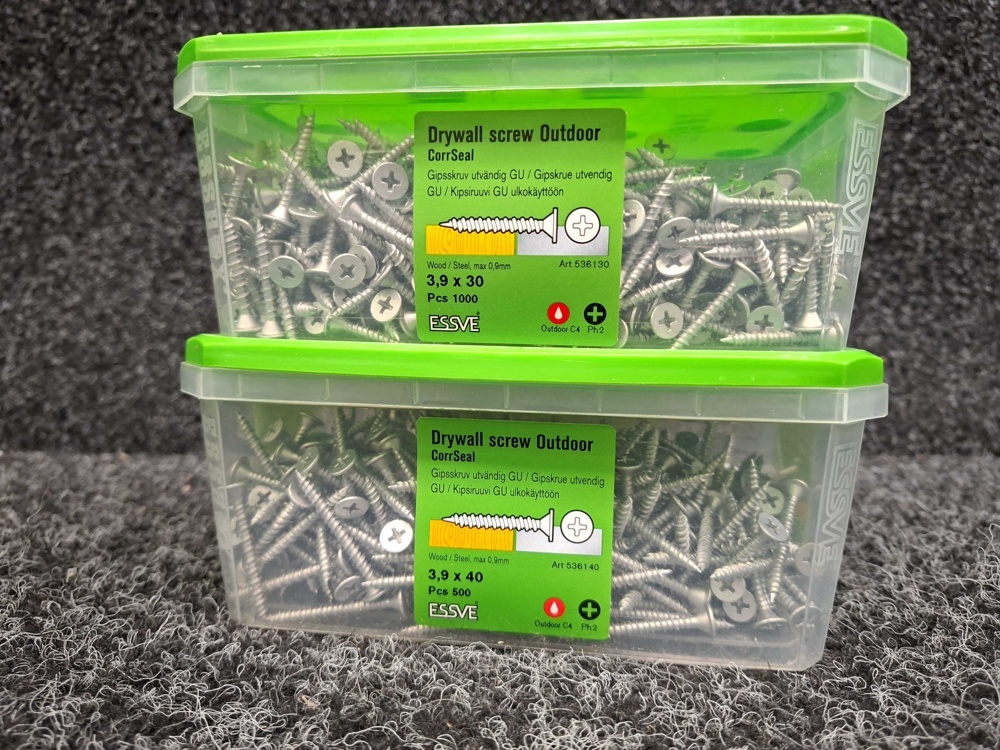 1576047-2 1500 pcs Drywall screws external GU 3.9x30 & 3.9x40mm, Essve