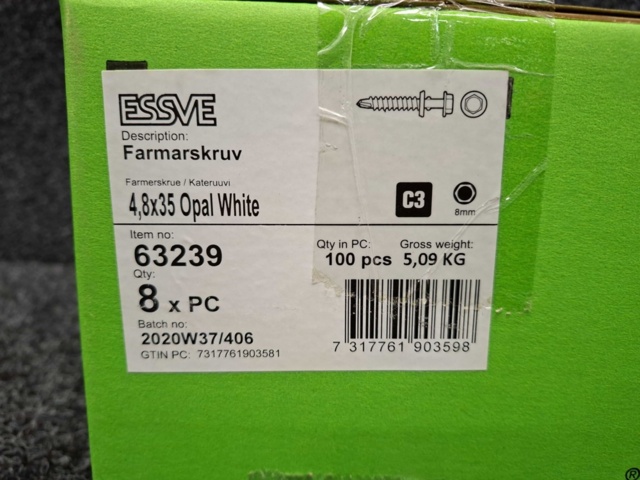 1576052-2 800 st Farmarskruv 4.8x35mm Opalvit, Essve