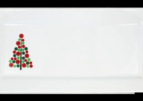 Rectangular plate/dish, 24 pcs - Christmas tree, white, size 36.5 x 18 x 2.5 cm
