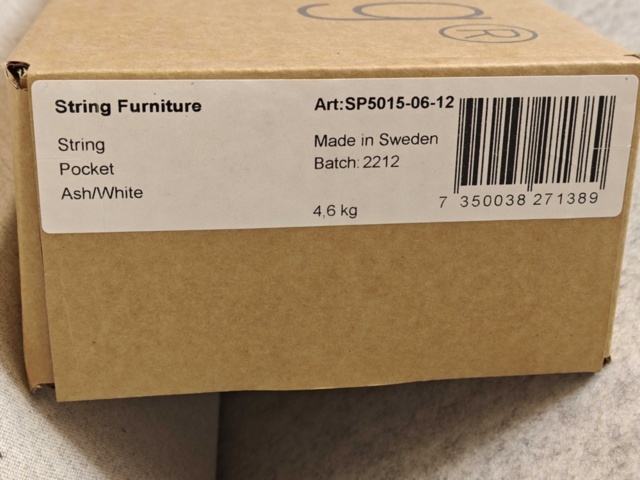 1564836-5 Vägghyllor 2 st - String Pocket Ash/White (Nya i förpackning)