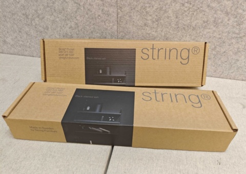 Vägghyllor 2 st - String Pocket Black/Stained ash​​​​​​​ (Nya i förpackning)
