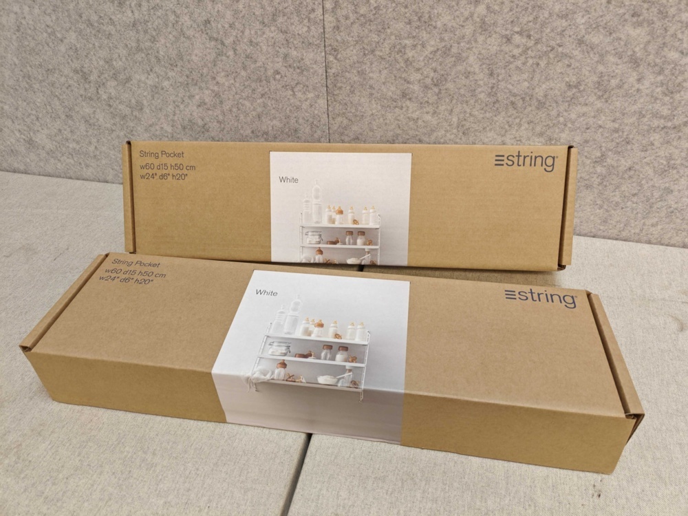 1564843-1 Vägghyllor 2 st - String Pocket White/White (Nya i förpackning)