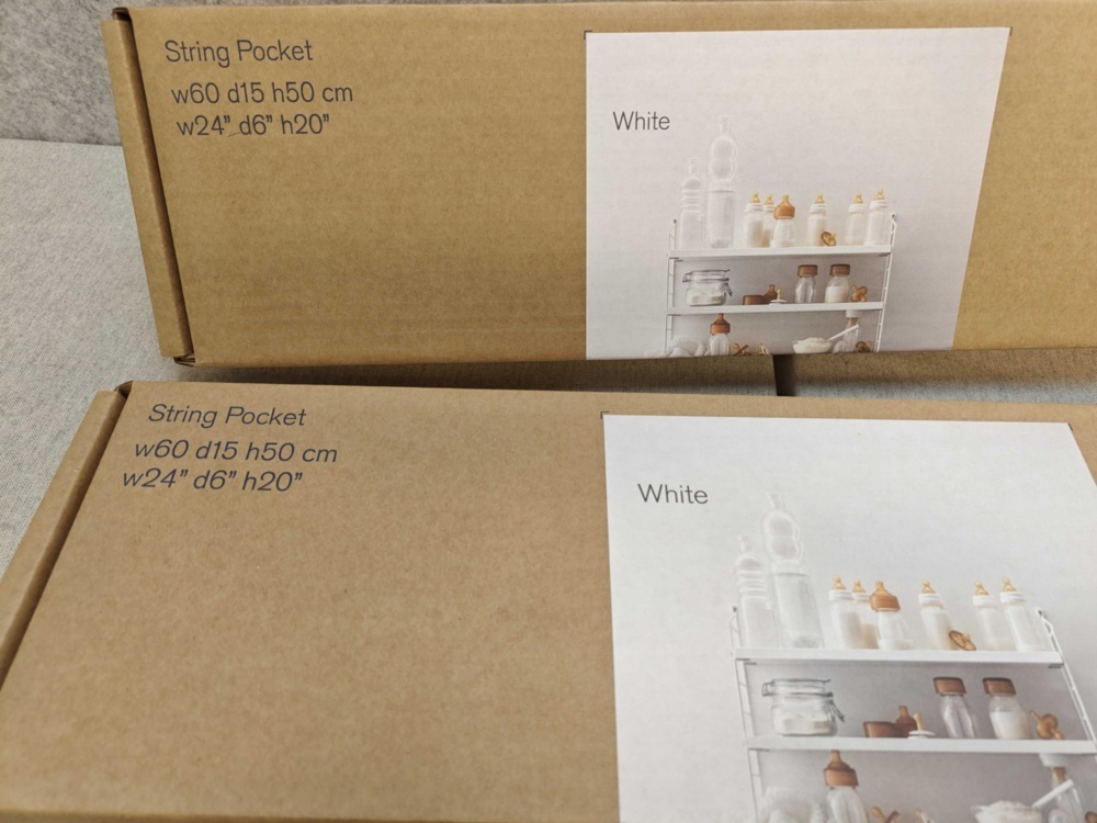 1564843-2 Vägghyllor 2 st - String Pocket White/White (Nya i förpackning)
