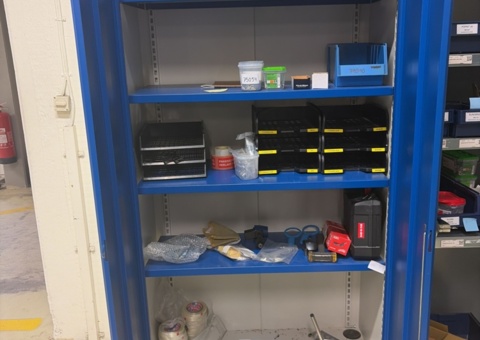 Storage cabinet with contents
