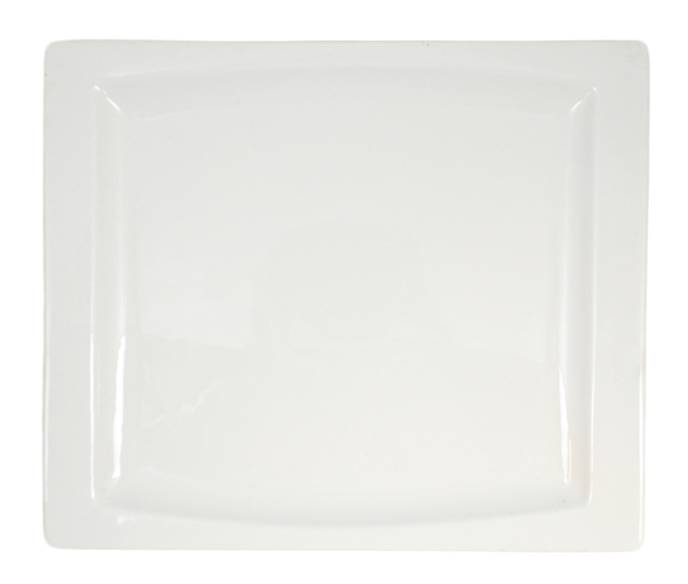 1578768-1 Rektangulär tallrik mjukformad, 16 st - stl 28 x 24 x 2,5 cm, krämvit