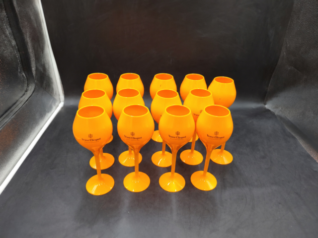 1571384-1 Champagneglas, 13 st - Veuve Clicquot, orange plast, 21 cm