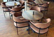 1536027 Restaurant furniture with 3 round tables and 12 chairs
