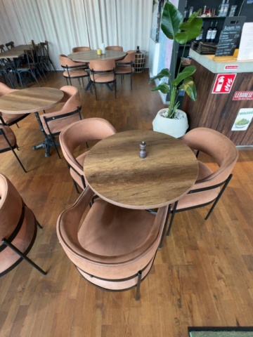 1536027-2 Restaurant furniture with 3 round tables and 12 chairs