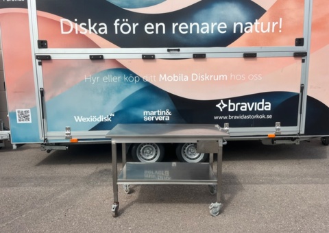 Mobil rostfri bänk med fyra låsbara hjul