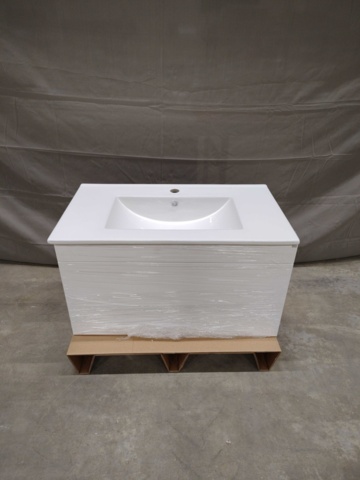 1578993-3 Commode with washbasin - Hafa, 80 cm, high-gloss white