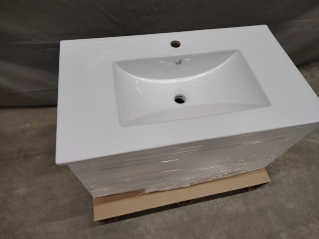 1578993-4 Commode with washbasin - Hafa, 80 cm, high-gloss white