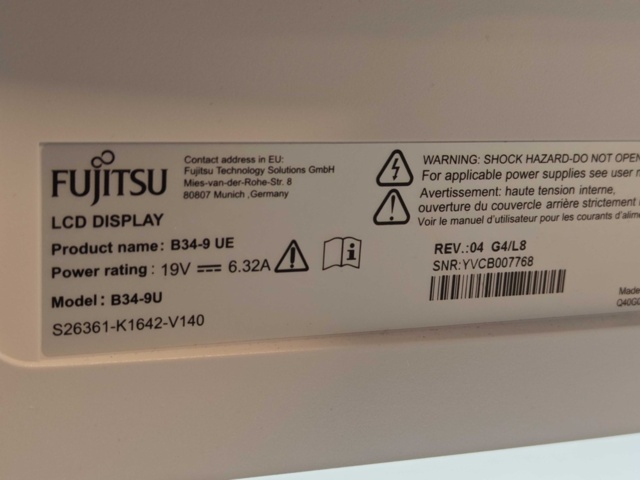 1564862-6 Computer monitor FUJITSU B34-9 UE curved 34-inch ultrawide UWQHD