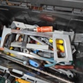 1564864-7 Large lot of tools, power tools and parcel trolleys