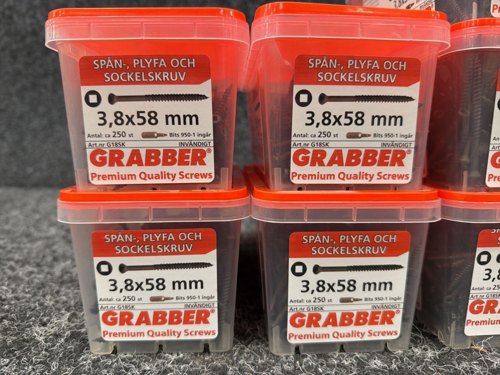 1579572-2 Ca 2500 st Spån-, plyfa & sockelskruv 3.8x58mm, Grabber