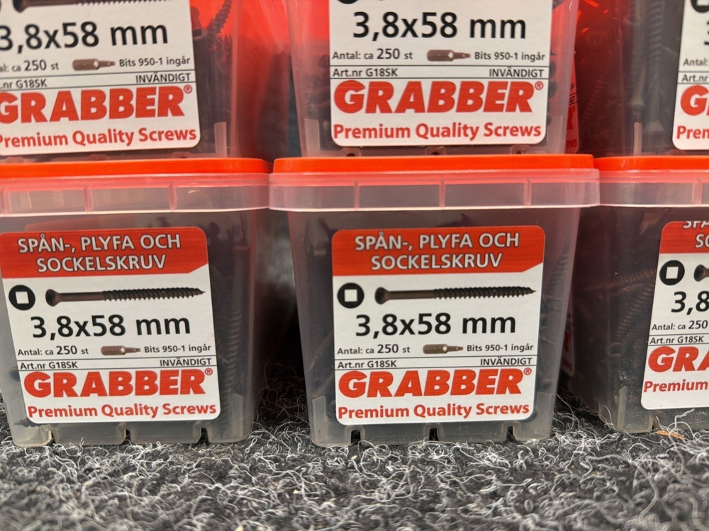 1579574-2 Ca 2000 st Spån-, plyfa & sockelskruv 3.8x58mm, Grabber