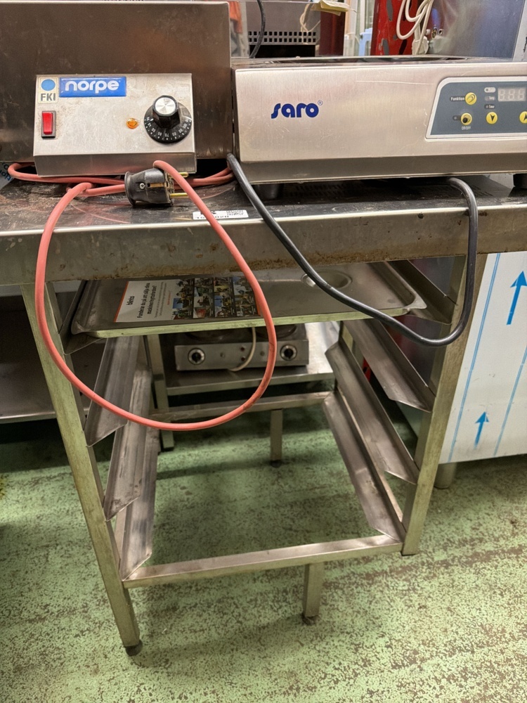 1567020-2 Induction wok, heating element, coffee grinder and stainless steel bench