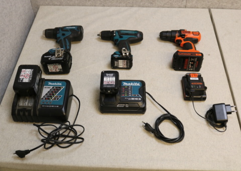 3 st Skruvdragare Makita & Black & Decker