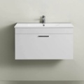 1578993-1 Commode with washbasin - Hafa, 80 cm, high-gloss white