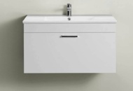 1578993 Kommod med tvättställ - Hafa, 80 cm, högblank vit